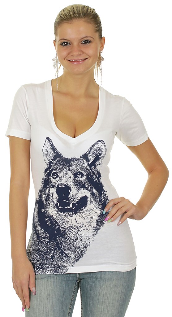 T-shirt Circa Wolf V-Neck - White