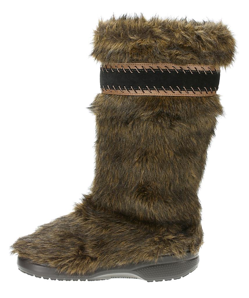 topánky Crocs Cozycrocs Fuzz Bootie - Brown/Black