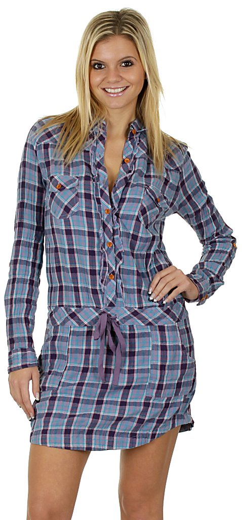 šaty Roxy Cordillera - Crinkle Plaid Plum