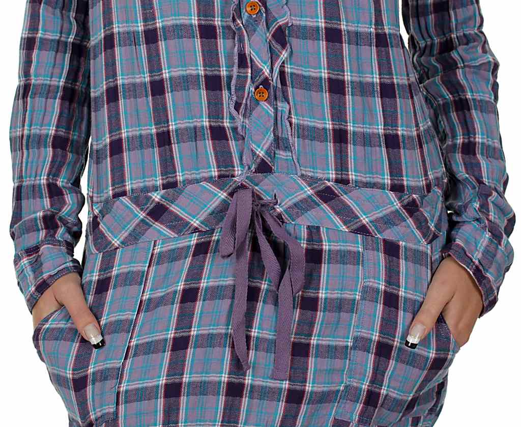 šaty Roxy Cordillera - Crinkle Plaid Plum