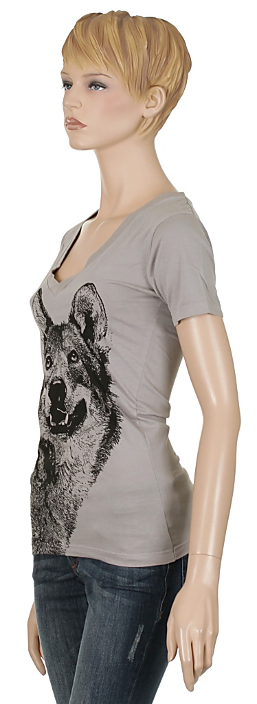 tričko Circa Wolf V-Neck - Paloma Gray