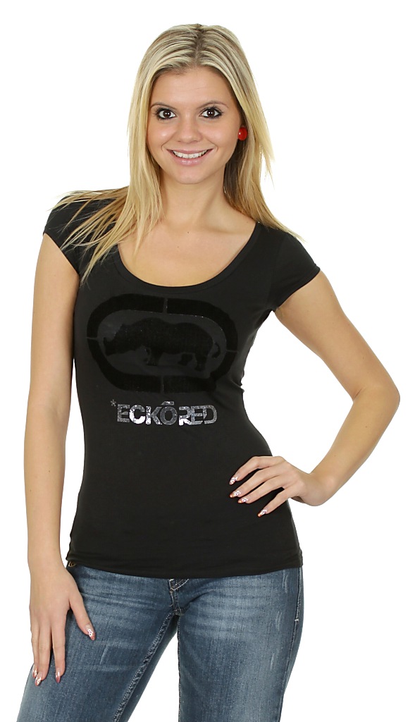 t-shirt Ecko Red Glitterflock Rhino Scoop - Real Black