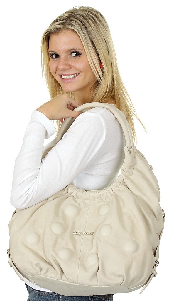 taška Longobardi 7926 Vitello Monaco Bolle - Cream
