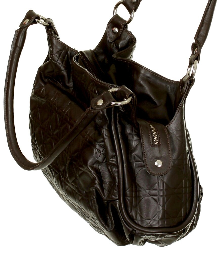taška Longobardi 7910 Vitello Baviera Geometric - Dark Brown