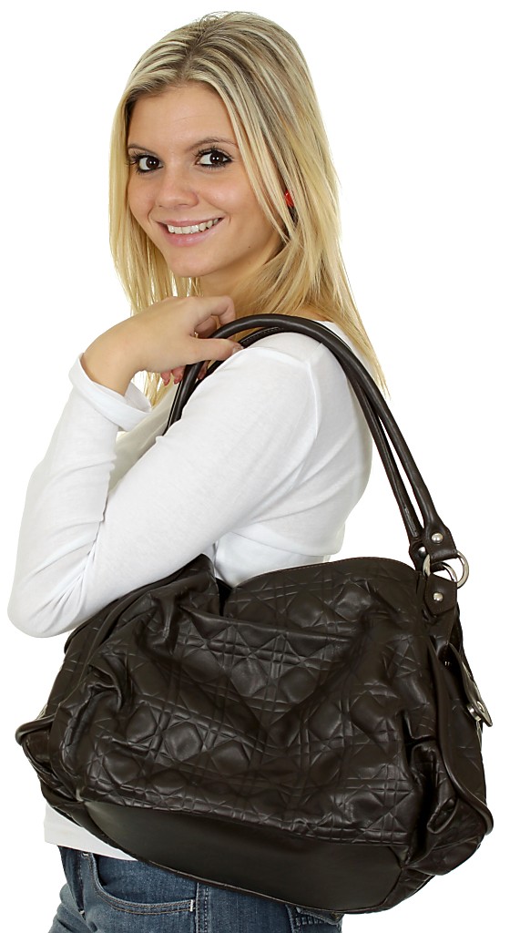 taška Longobardi 7910 Vitello Baviera Geometric - Dark Brown