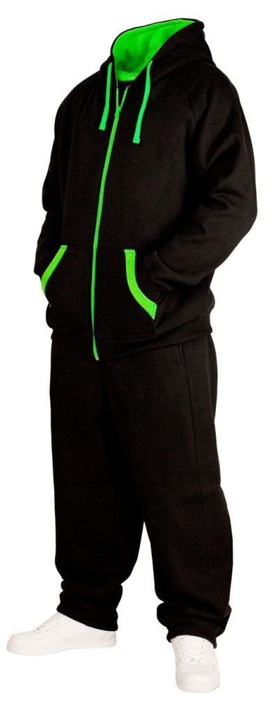 tepláková souprava Urban Classics Contrast Sweatsuit/TB056 - Black/Lime Green