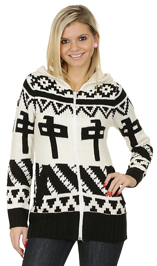 sveter Red Dragon Cowichan - Ivory/Black
