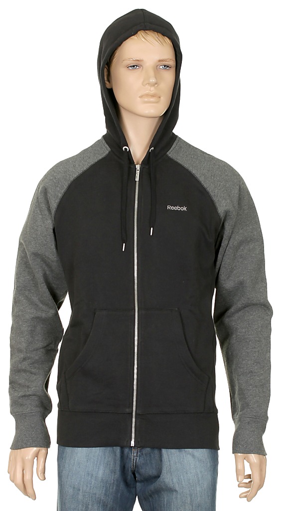hoodie Reebok Fleece Zip - Black/Reebok Dark Gray Heather