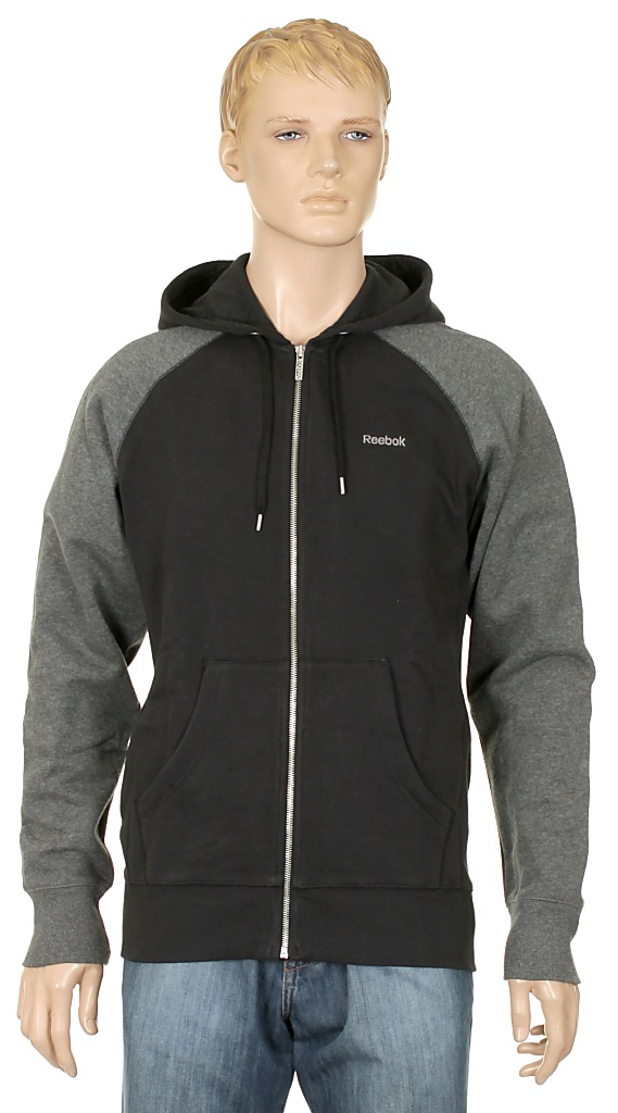 hoodie Reebok Fleece Zip - Black/Reebok Dark Gray Heather