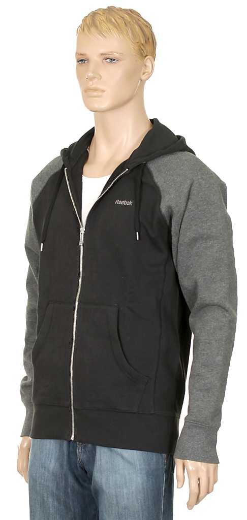 hoodie Reebok Fleece Zip - Black/Reebok Dark Gray Heather