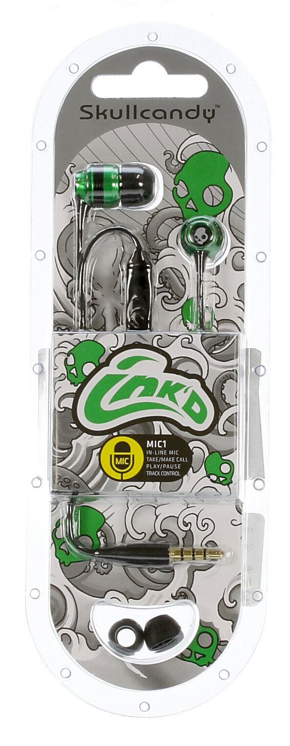 słuchawki Skullcandy Ink'd - Green/Black w/Mic/Ass