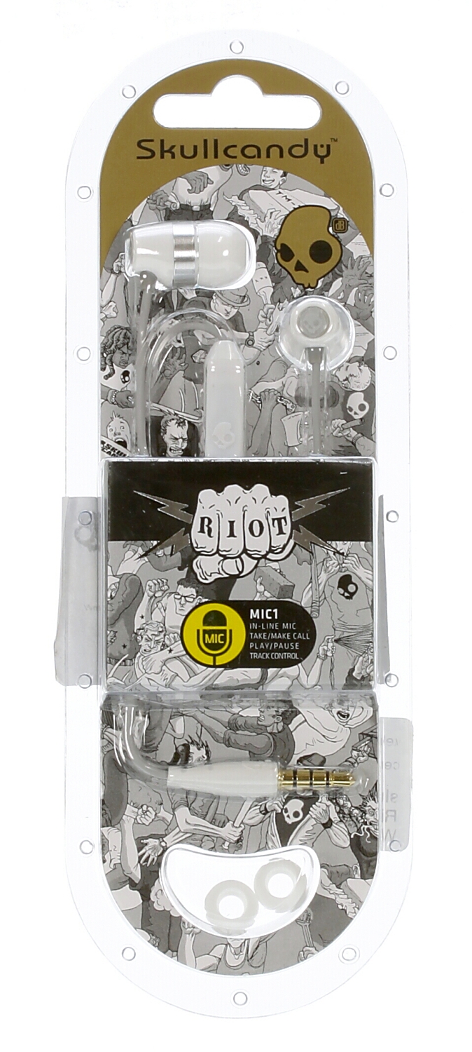 slúchadlá Skullcandy Riot - White/Chrome w/Mic Ass