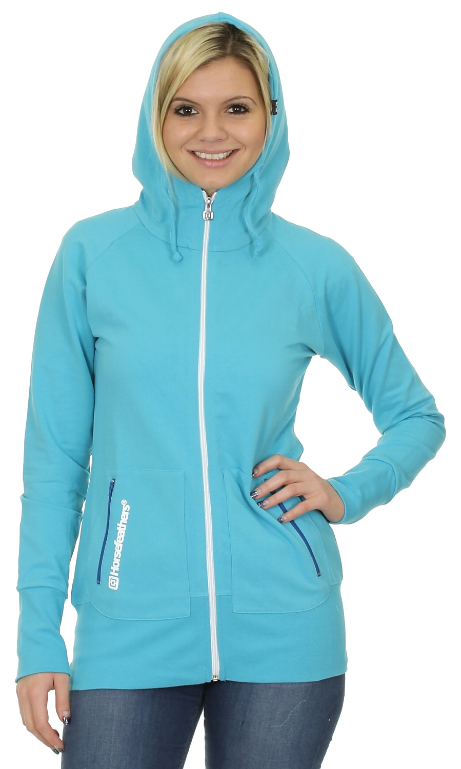 mikina Horsefeathers Sweep Zip - Cyan