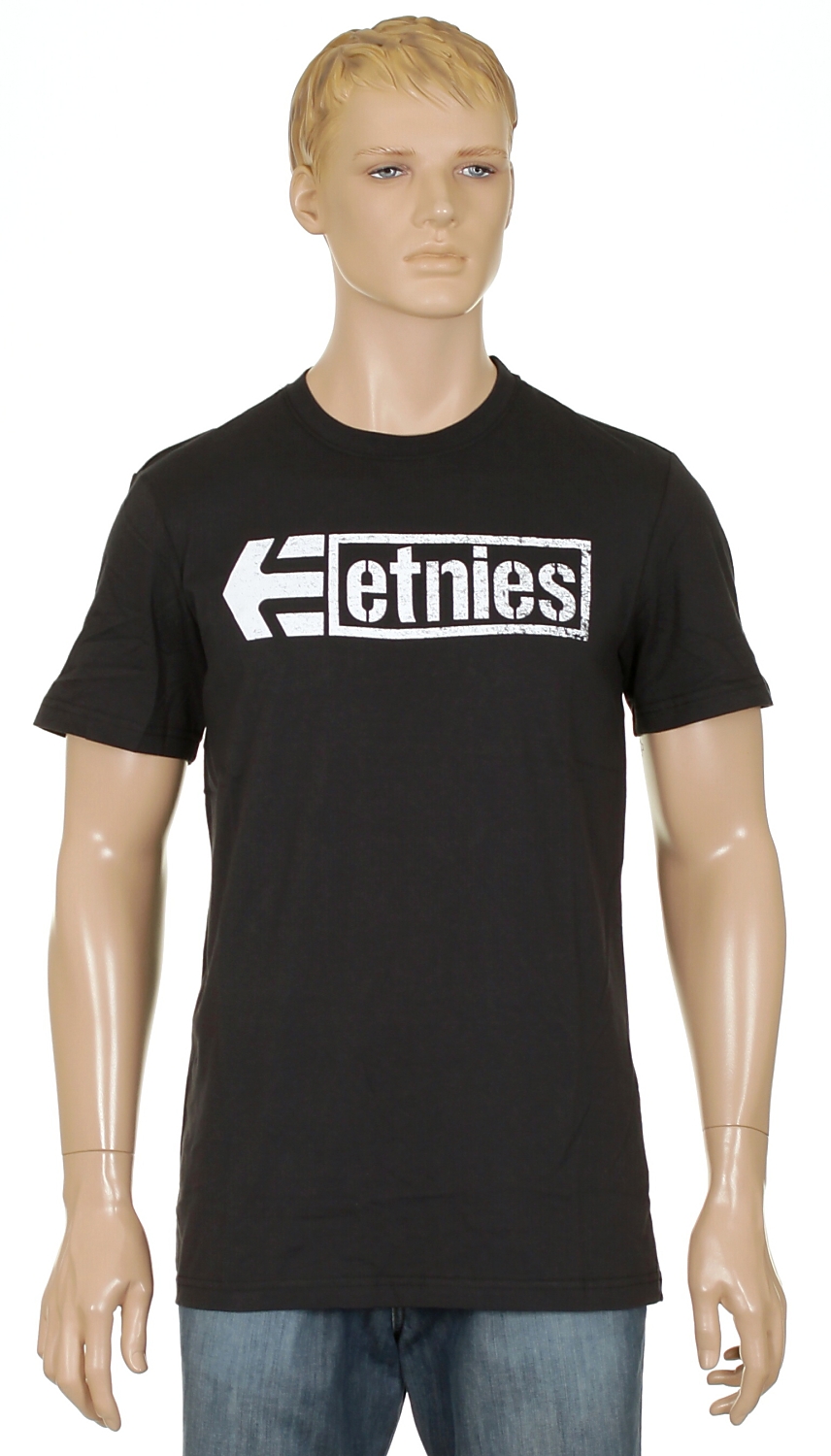 tričko Etnies Stencil Box - Black/White