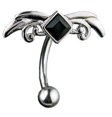 piercing Body Art 01NSQ-1141-K - Hinge Navel/Tribal/Black