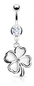 piercing Body Art 01DZ-N10785 - Four-Leaf Clover/White