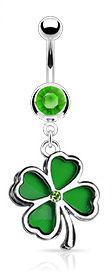 piercing Body Art 01DZ-N10785 - Four-Leaf Clover/Green