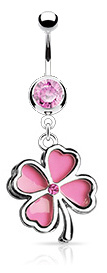 piercing Body Art 01DZ-N10785 - Four-Leaf Clover/Pink