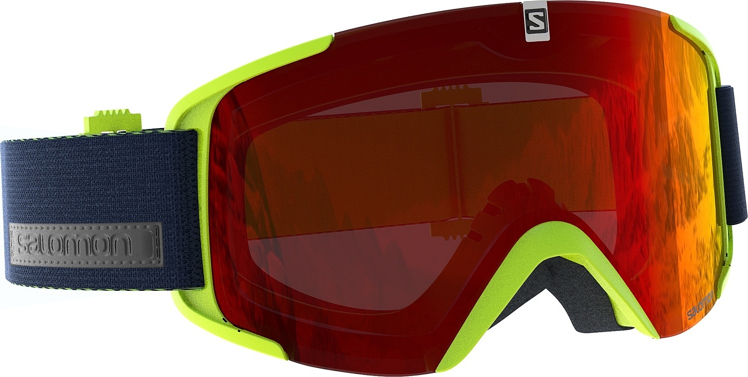 okuliare Salomon Xview Acid Lime Universal Mid Red Snowboard