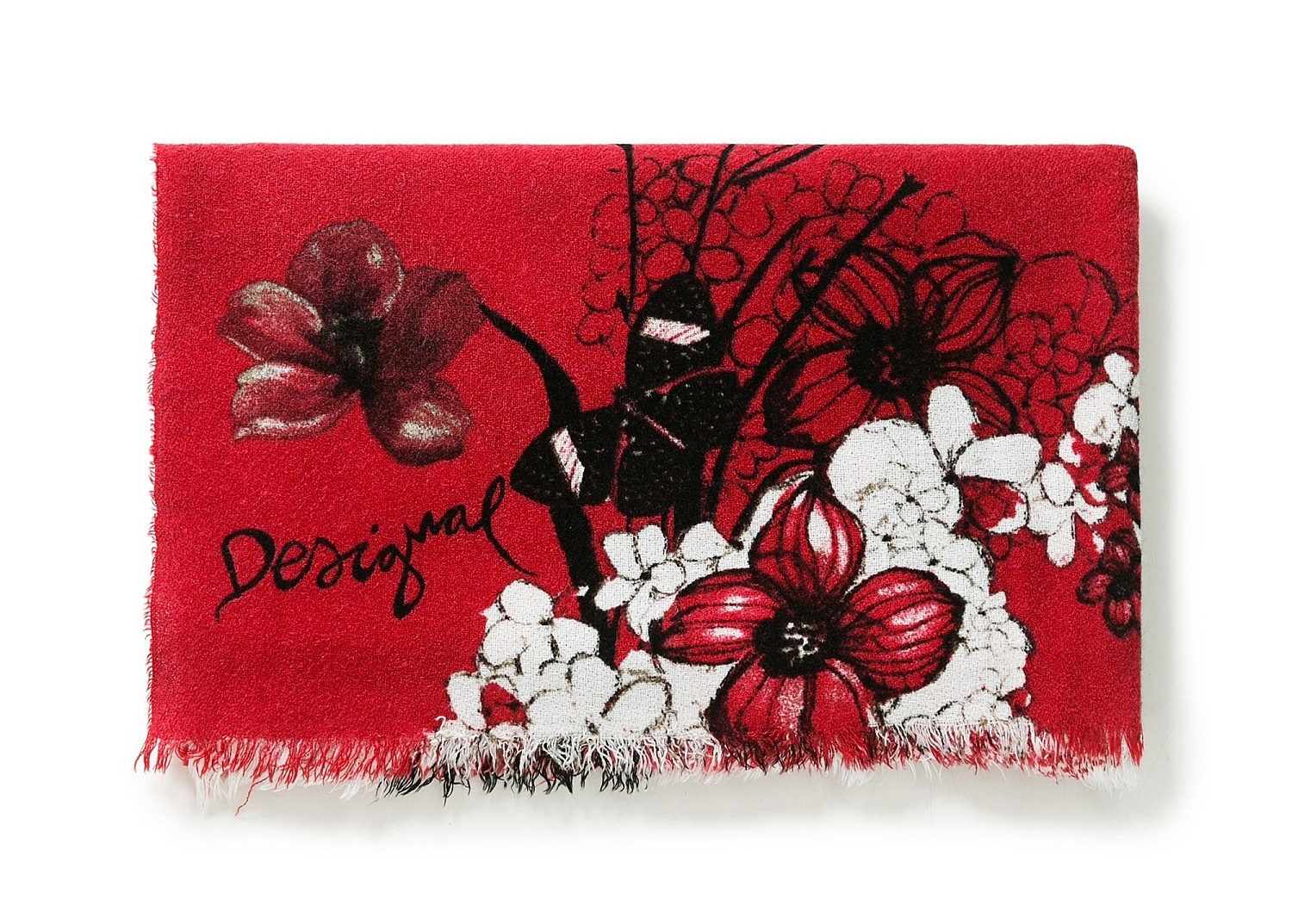 shawl Desigual 17WAWK21/Rectangle Winter Floral Big - 3007/Borgona