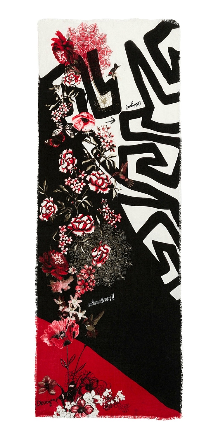 shawl Desigual 17WAWK21/Rectangle Winter Floral Big - 3007/Borgona