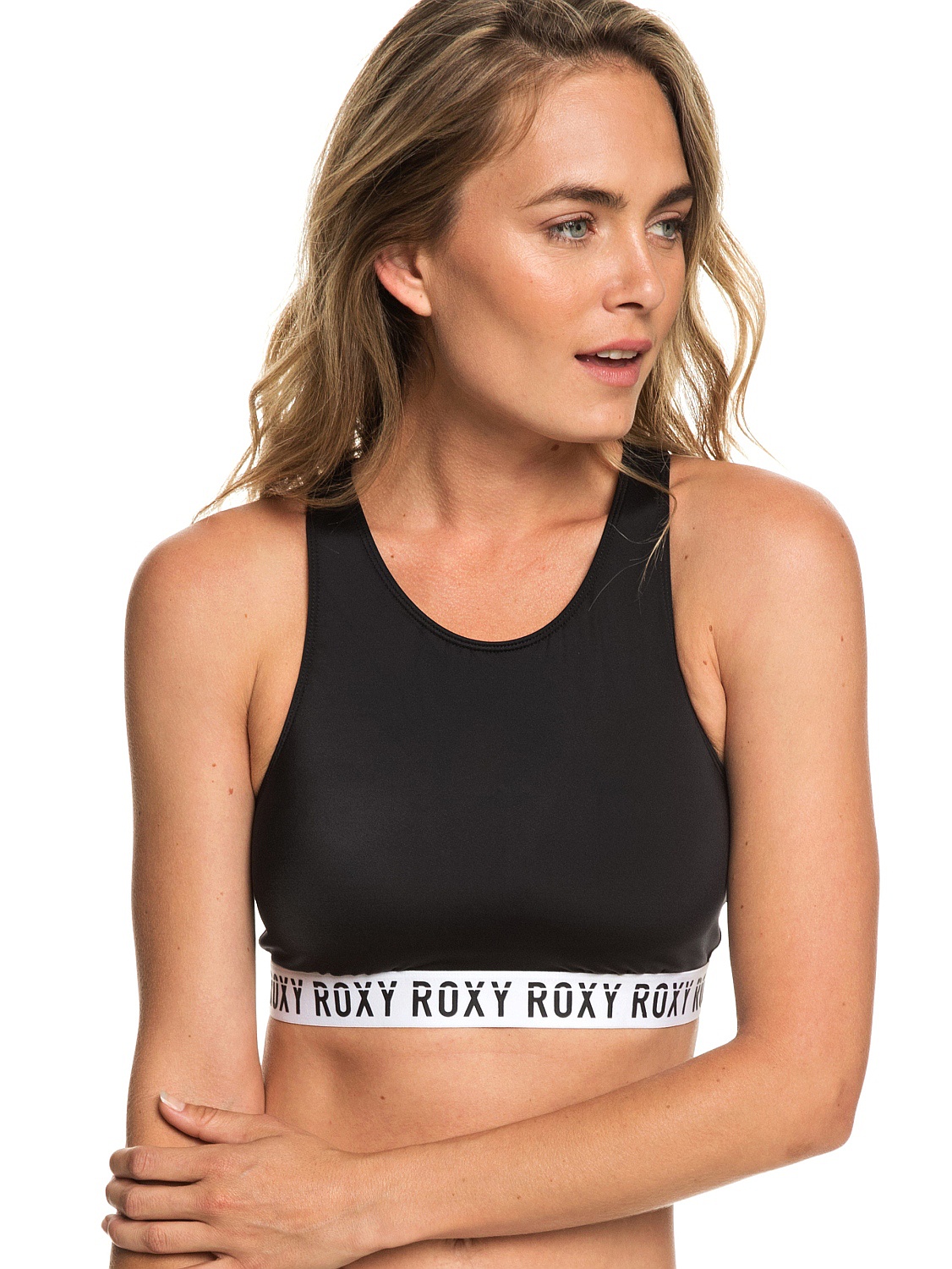 plavky Roxy Fitness Full Crop Top Solid - KVJ0/True Black