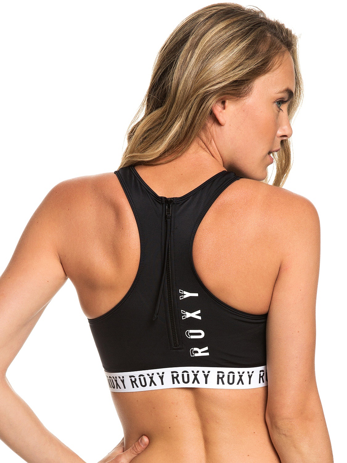 plavky Roxy Fitness Full Crop Top Solid - KVJ0/True Black