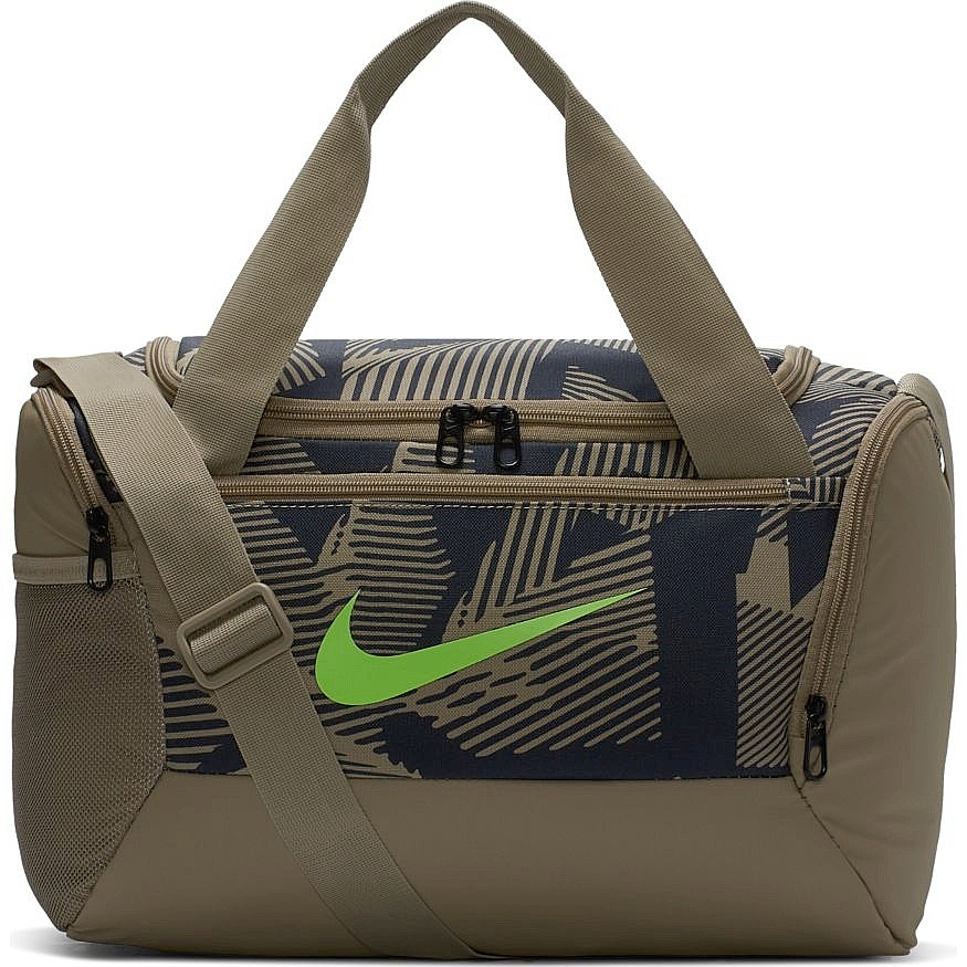 taška Nike Brasilia XSmall Duffel 9.0 AOP 247/Khaki/Khaki/Ghost Green