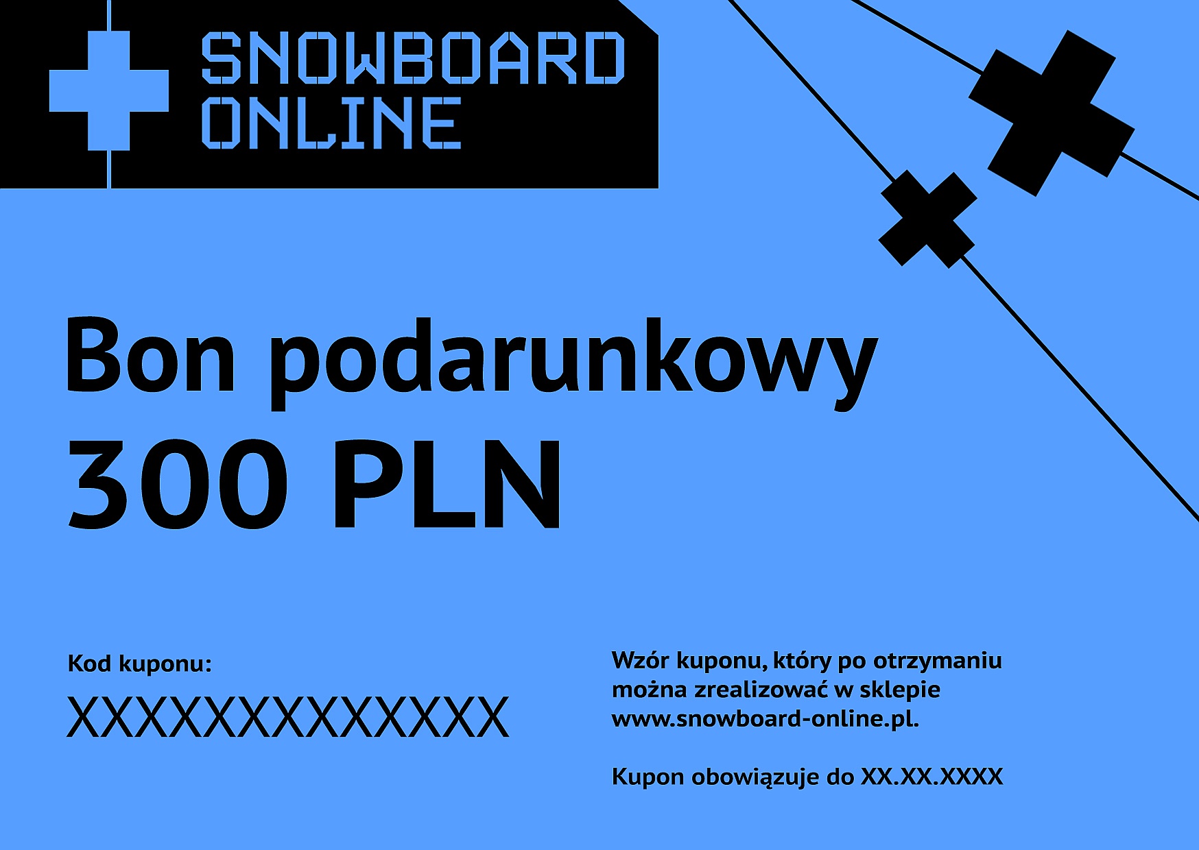 bon podarunkowy elektroniczny Snowboard-online 300 ZŁ