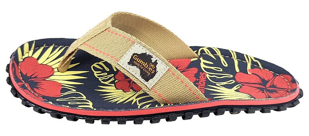 tongs Gumbies Islander - Denim Hibiscus