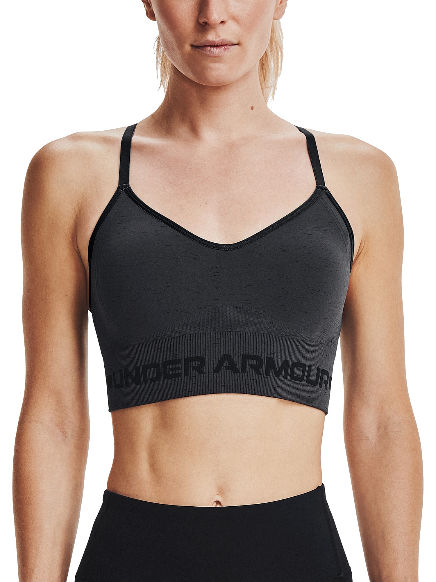 podprsenka Under Armour Seamless Low Long Heather - Pitch Gray/Black