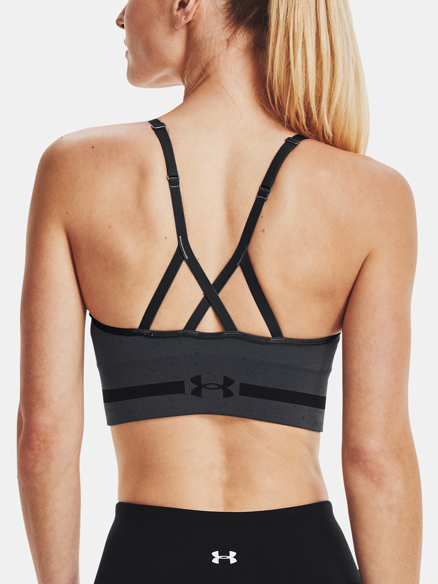 podprsenka Under Armour Seamless Low Long Heather - Pitch Gray/Black