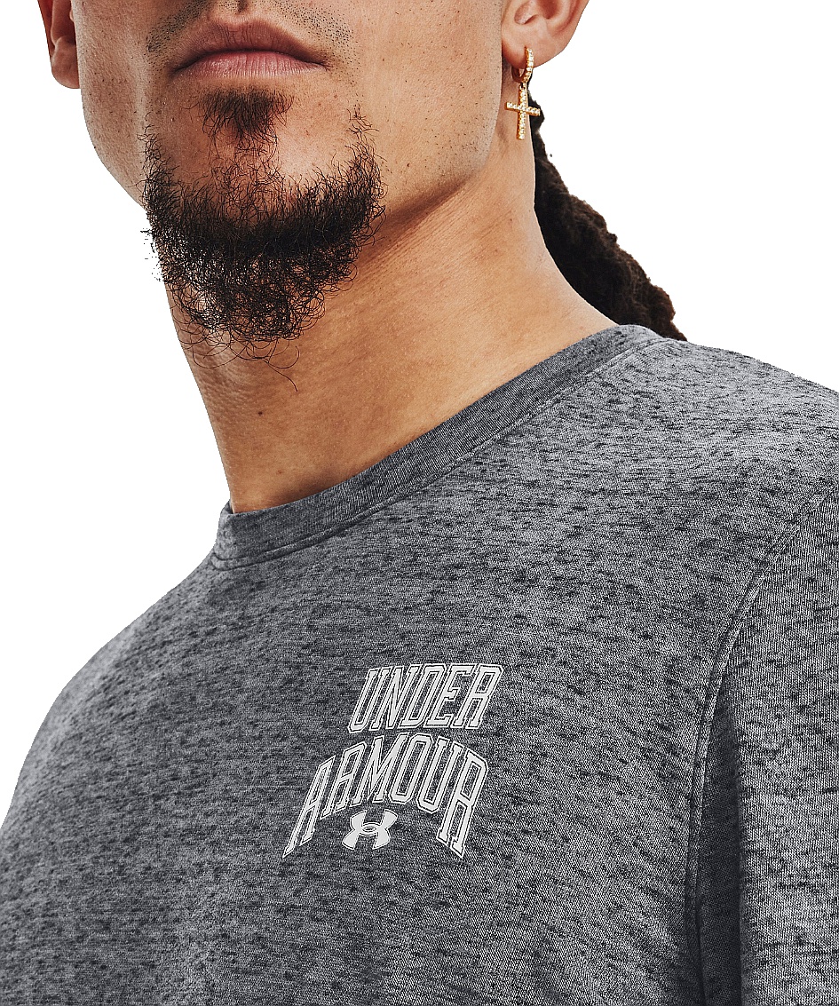 sweat-shirt Under Armour Rival Terry Graphic Crew - Pitch Gray Full Heather/White - men´s