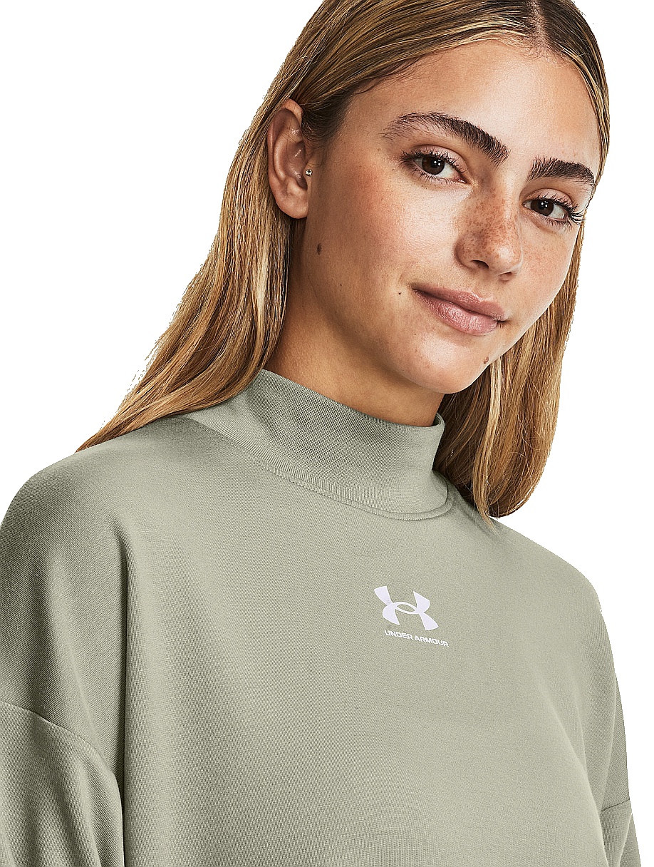 sweat-shirt Under Armour Rival Terry Mock Crew - Grove Green/White - women´s