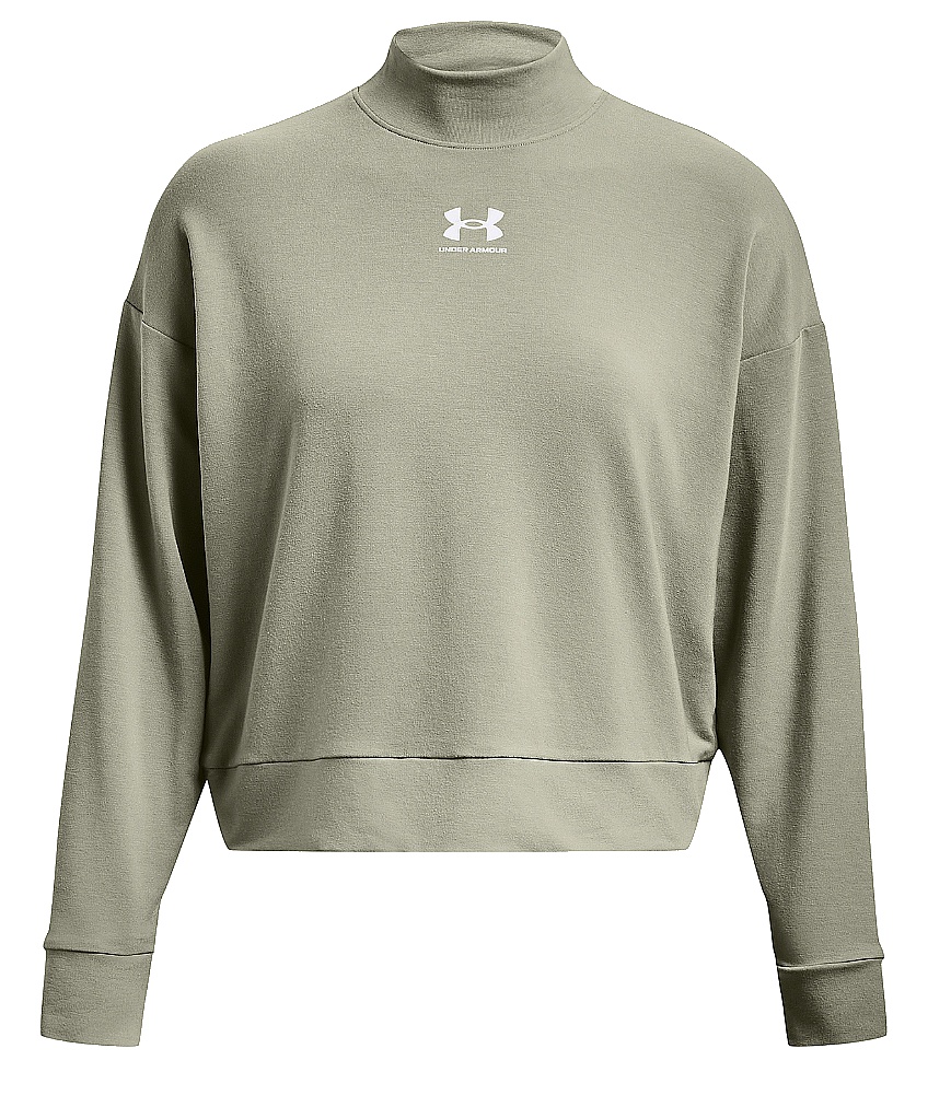sweat-shirt Under Armour Rival Terry Mock Crew - Grove Green/White - women´s