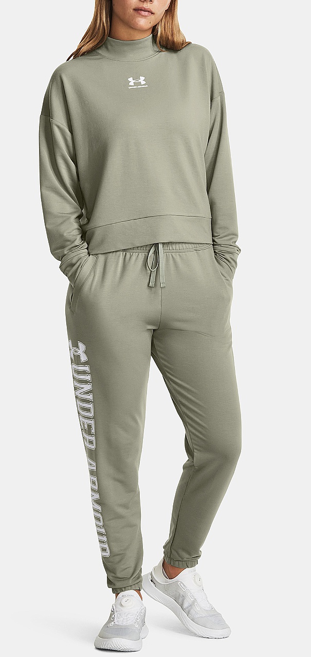 sweat-shirt Under Armour Rival Terry Mock Crew - Grove Green/White - women´s