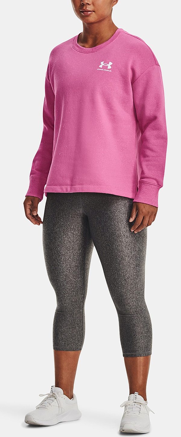 sweat-shirt Under Armour Rival Fleece Oversize Crew - Pink Edge/White - women´s