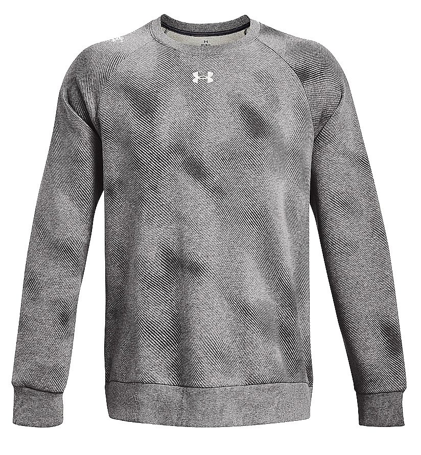 sweat-shirt Under Armour Rival Fleece Printed Crew - Castlerock Light Heather/White - men´s