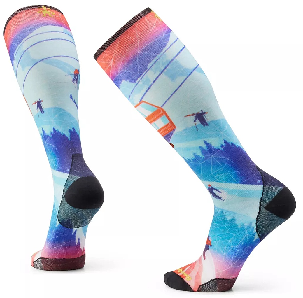 chaussettes Smartwool Ski Zero Cusion Ski Day Print OTC - Laguna Blue