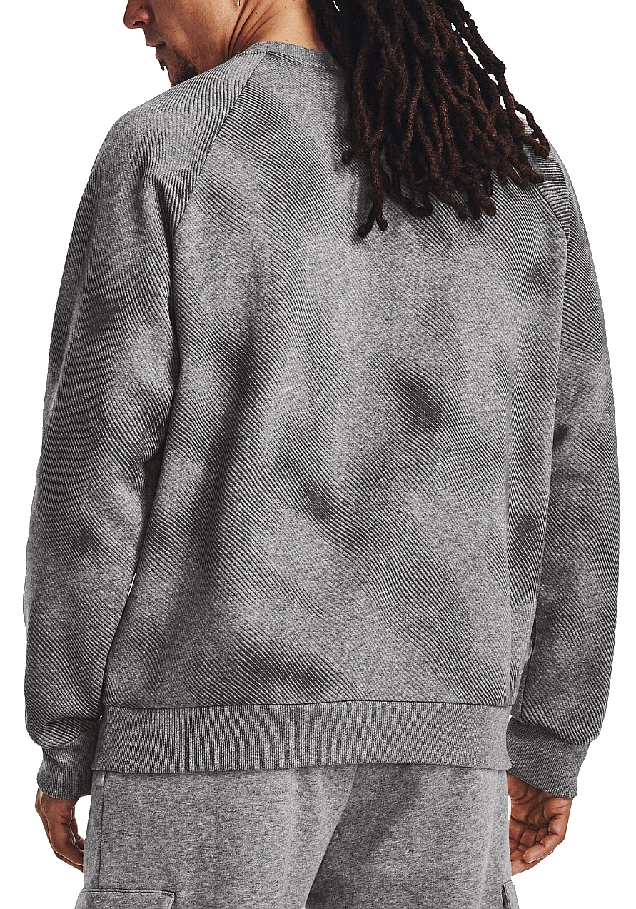 sweat-shirt Under Armour Rival Fleece Printed Crew - Castlerock Light Heather/White - men´s