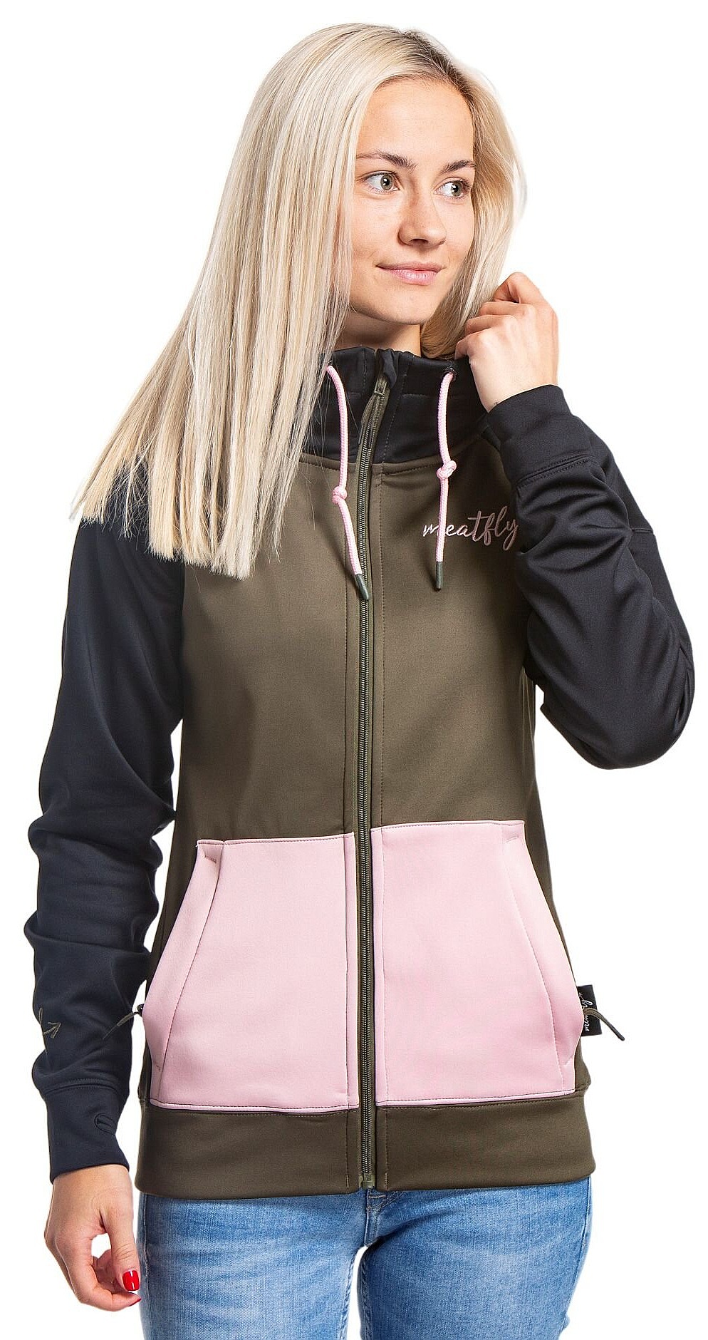 sweat-shirt Meatfly Alisha Zip - Olive/Black - women´s