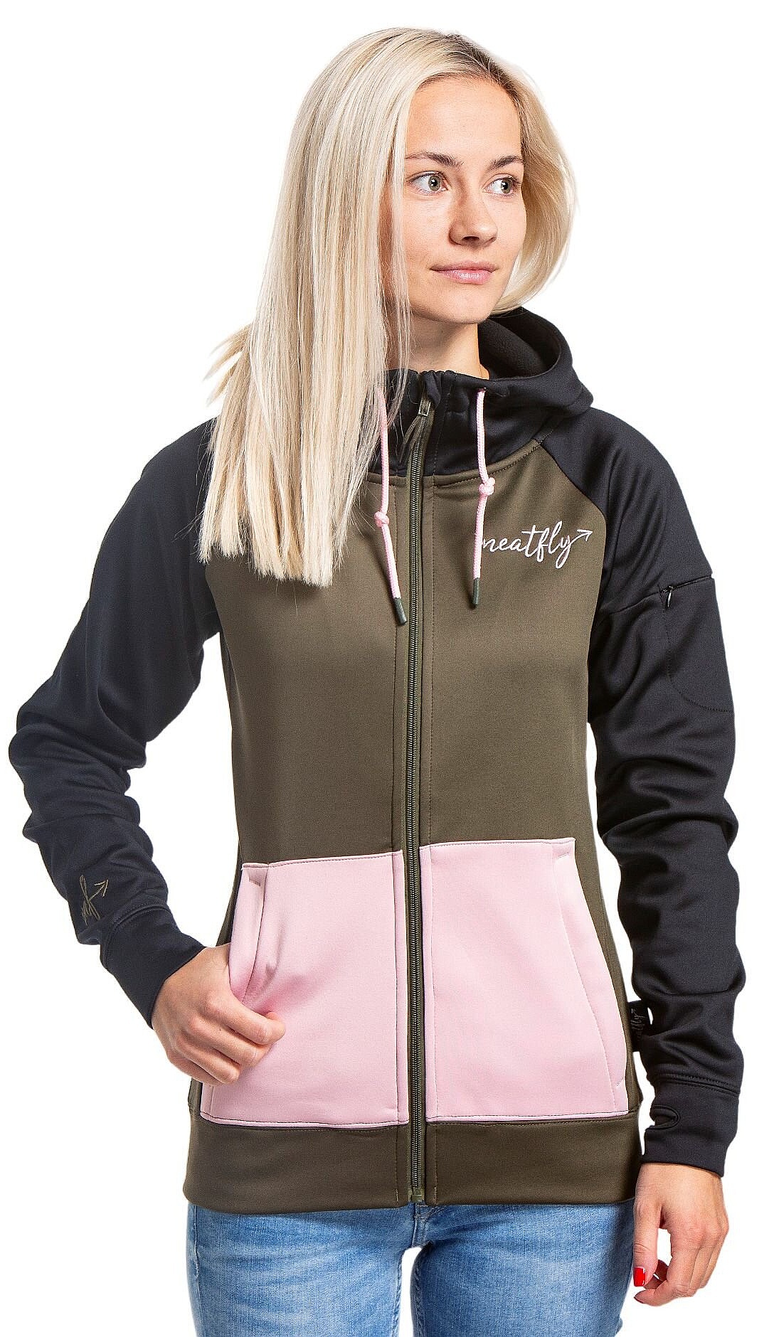 sweat-shirt Meatfly Alisha Zip - Olive/Black - women´s