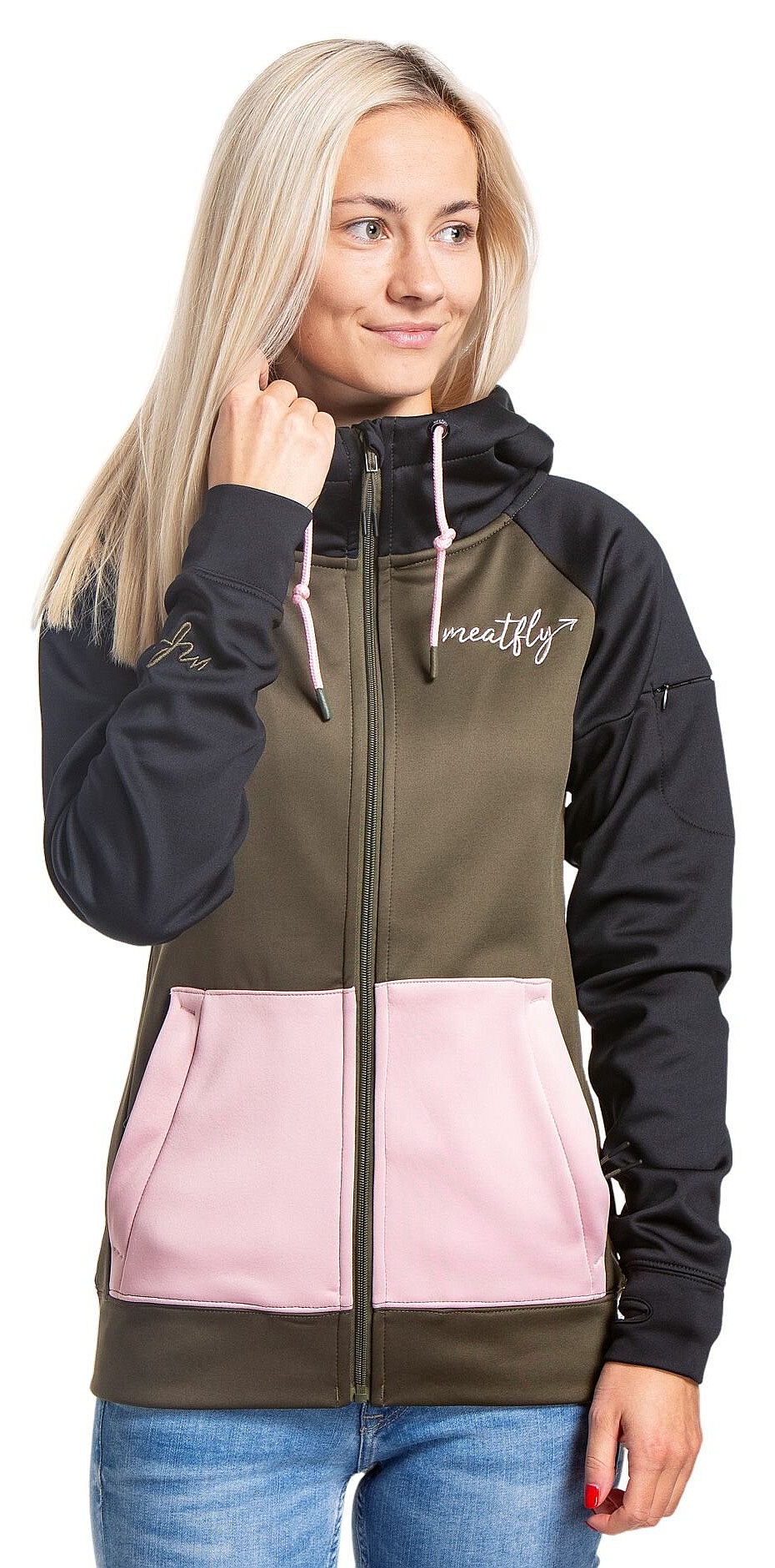 sweat-shirt Meatfly Alisha Zip - Olive/Black - women´s