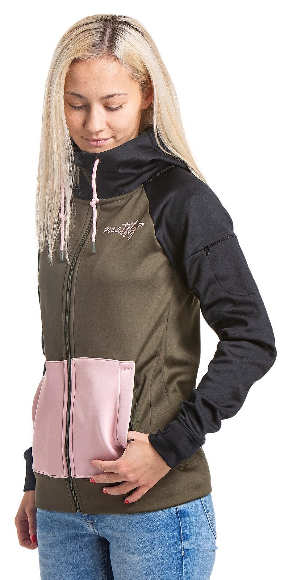 sweat-shirt Meatfly Alisha Zip - Olive/Black - women´s