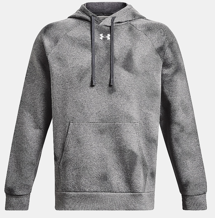 sweat-shirt Under Armour Rival Fleece Printed Hoodie - Castlerock Light Heather/White - men´s