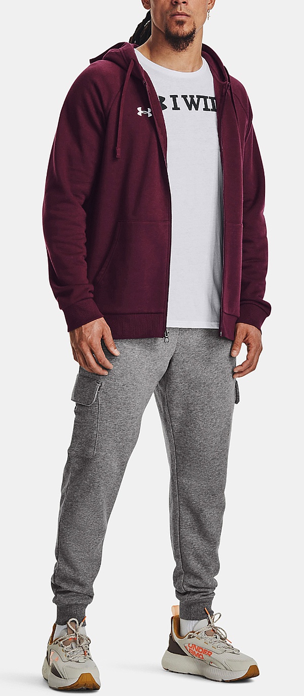 sweat-shirt Under Armour Rival Fleece Hoodie Zip - Dark Maroon/White - men´s