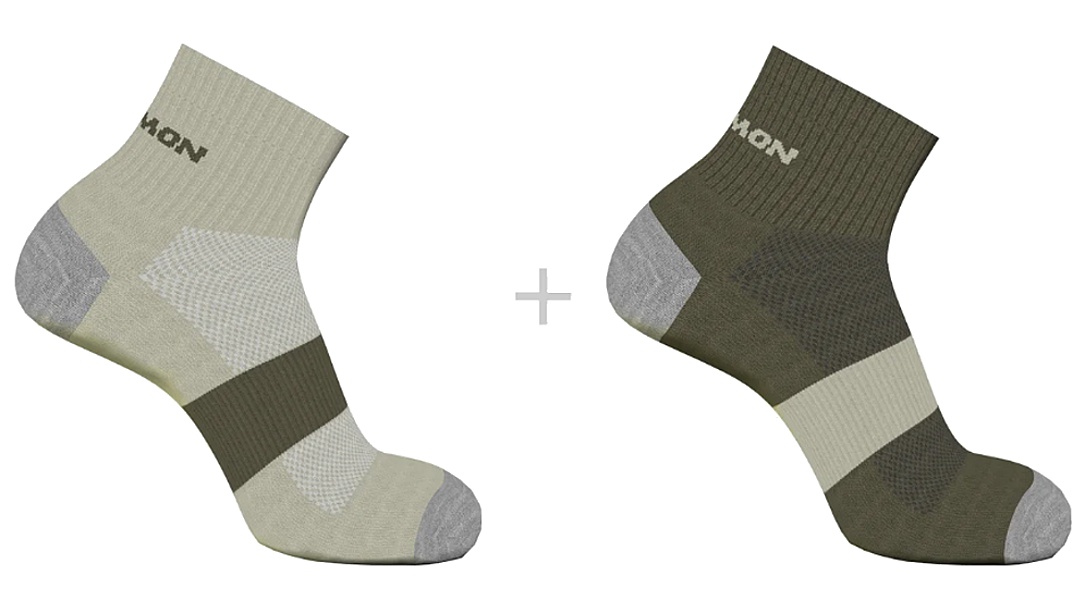 chaussettes Salomon Evasion Ankle 2 Pack - Olive Night/Alfalfa