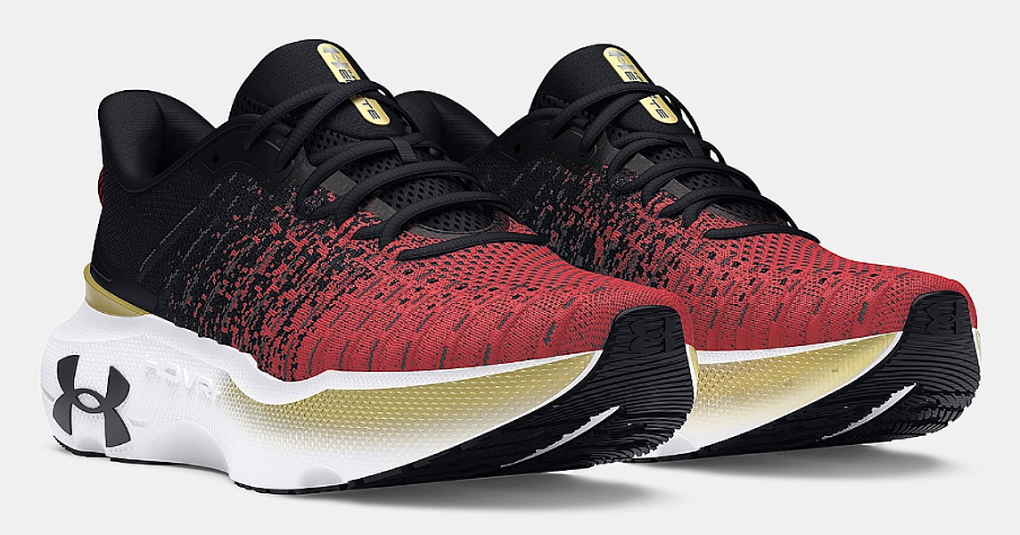 chaussures Under Armour Infinite Elite - Black/Red Solstice/Metallic Gold - men´s