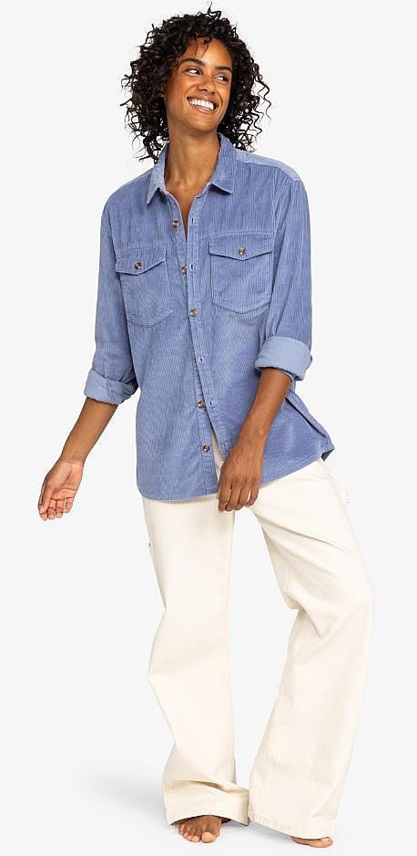 shirt Roxy Let It Go Cord LS - BKP0/Infinity Blue - women´s
