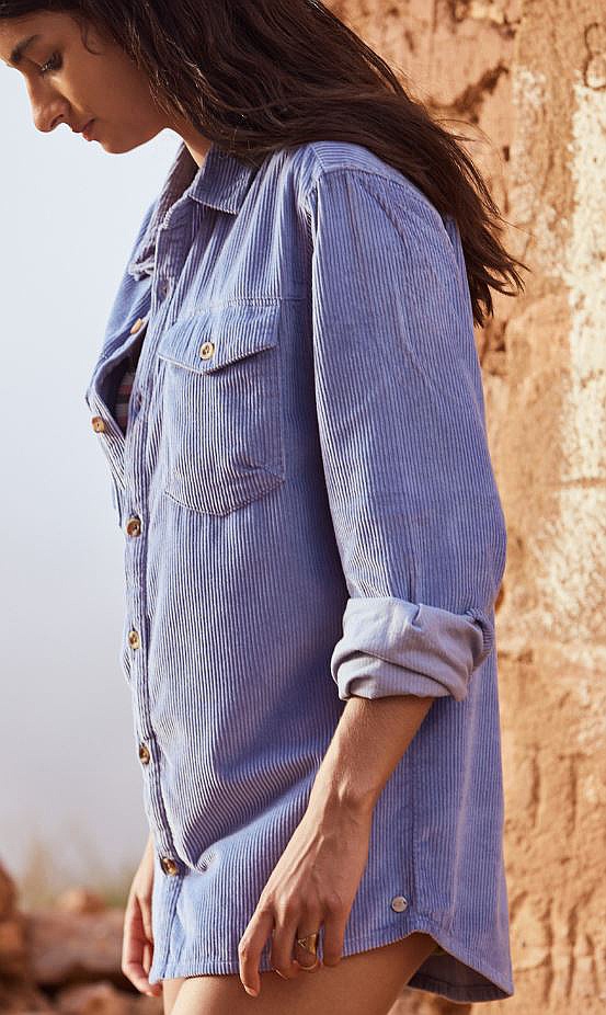 shirt Roxy Let It Go Cord LS - BKP0/Infinity Blue - women´s